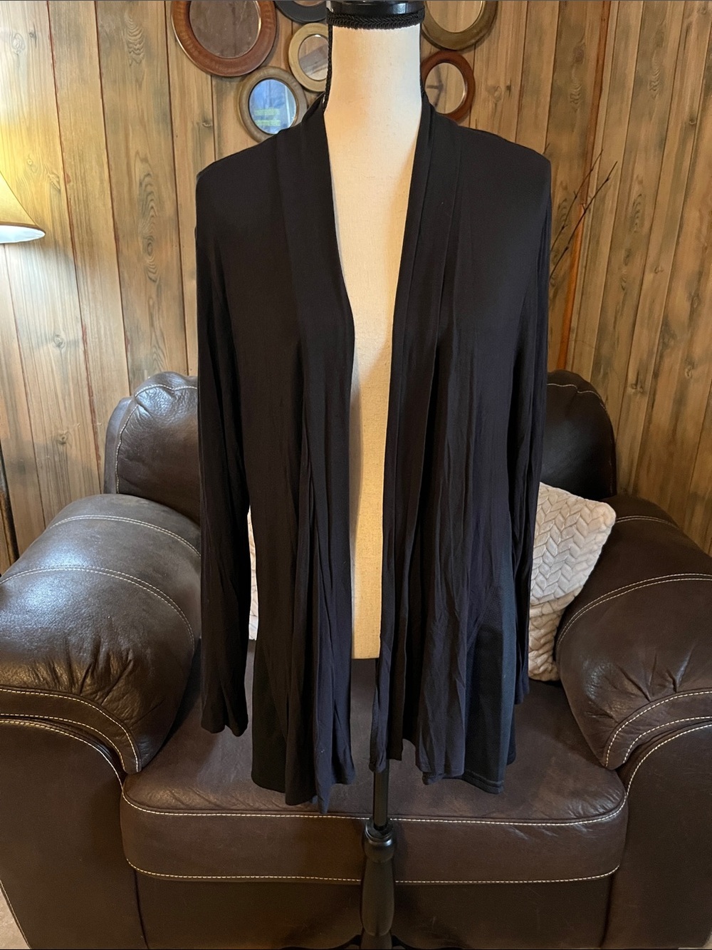Marika Black Open-Front Women's Sweater Cardigan Activewear Long